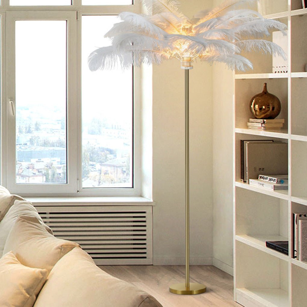 30 Inch Ostrich Feather Floor Lamp - Decorative Accent Lighting for Home Decor