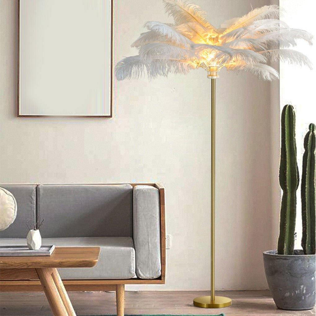 30 Inch Ostrich Feather Floor Lamp - Decorative Accent Lighting for Home Decor