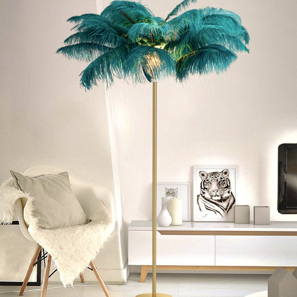 30 Inch Ostrich Feather Floor Lamp - Decorative Accent Lighting for Home Decor