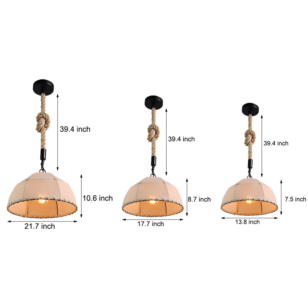 Nostalgic Linen Hemp Rope LED Chandelier - American Style Rustic Lighting