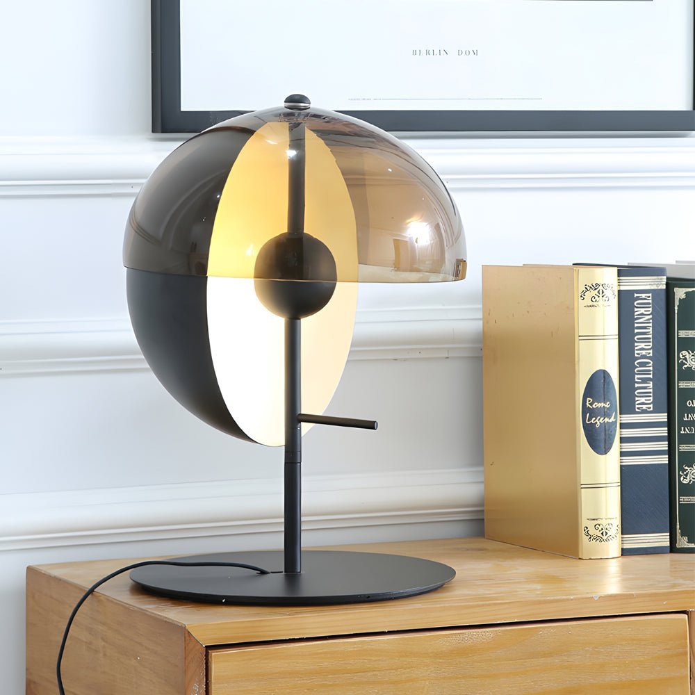 Amber Glass LED Table Lamp - Novelty Half-Spheres Design, Modern Accent Lighting for Home Decor, Energy-Efficient & Stylish Night Light