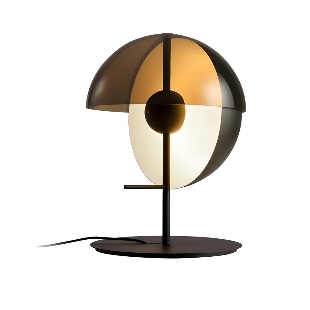 Amber Glass LED Table Lamp - Novelty Half-Spheres Design, Modern Accent Lighting for Home Decor, Energy-Efficient & Stylish Night Light