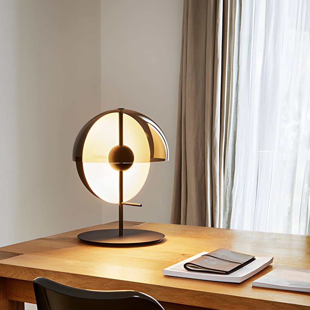 Amber Glass LED Table Lamp - Novelty Half-Spheres Design, Modern Accent Lighting for Home Decor, Energy-Efficient & Stylish Night Light