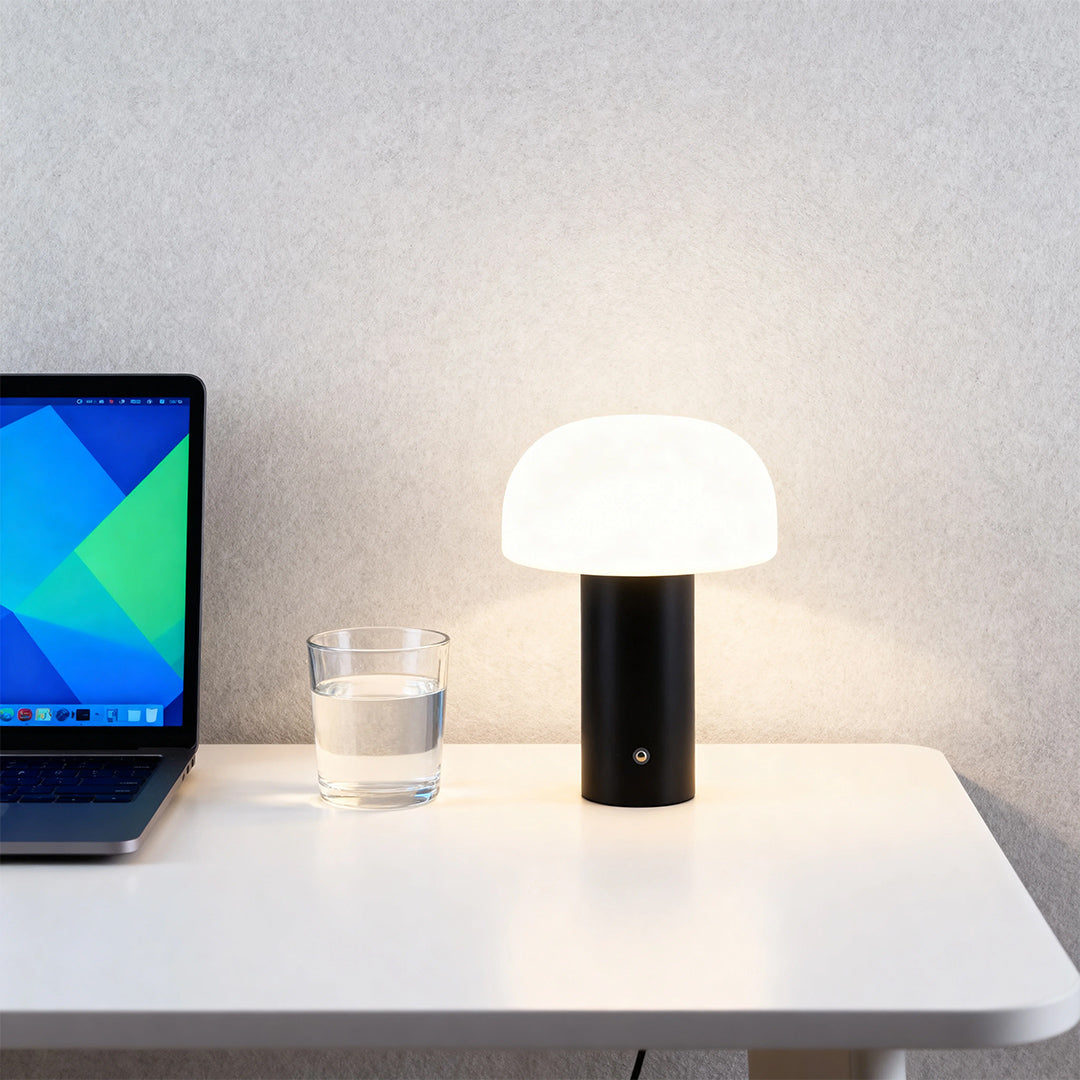 **Mushroom Shade Table Lamp with Iron Base | Modern Novelty Lighting**

Elevate your space with our unique table lamp featuring a chic iron base and a rotomolded mushroom shade. This stylish lamp combines modern design with functionality, perfect for any