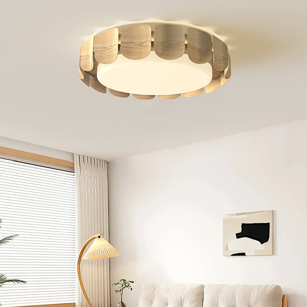 Wooden Ceiling Lights Full Spectrum Flush Mount for Eye Care