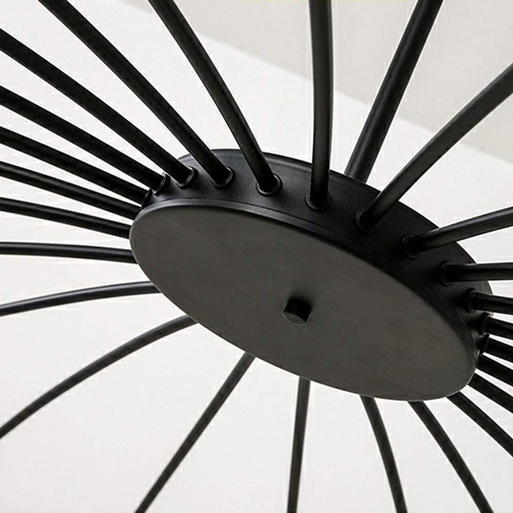 Modern 24-Light Round Chandelier - 63'' Dia, Adjustable Height, Black Finish, LED Lighting