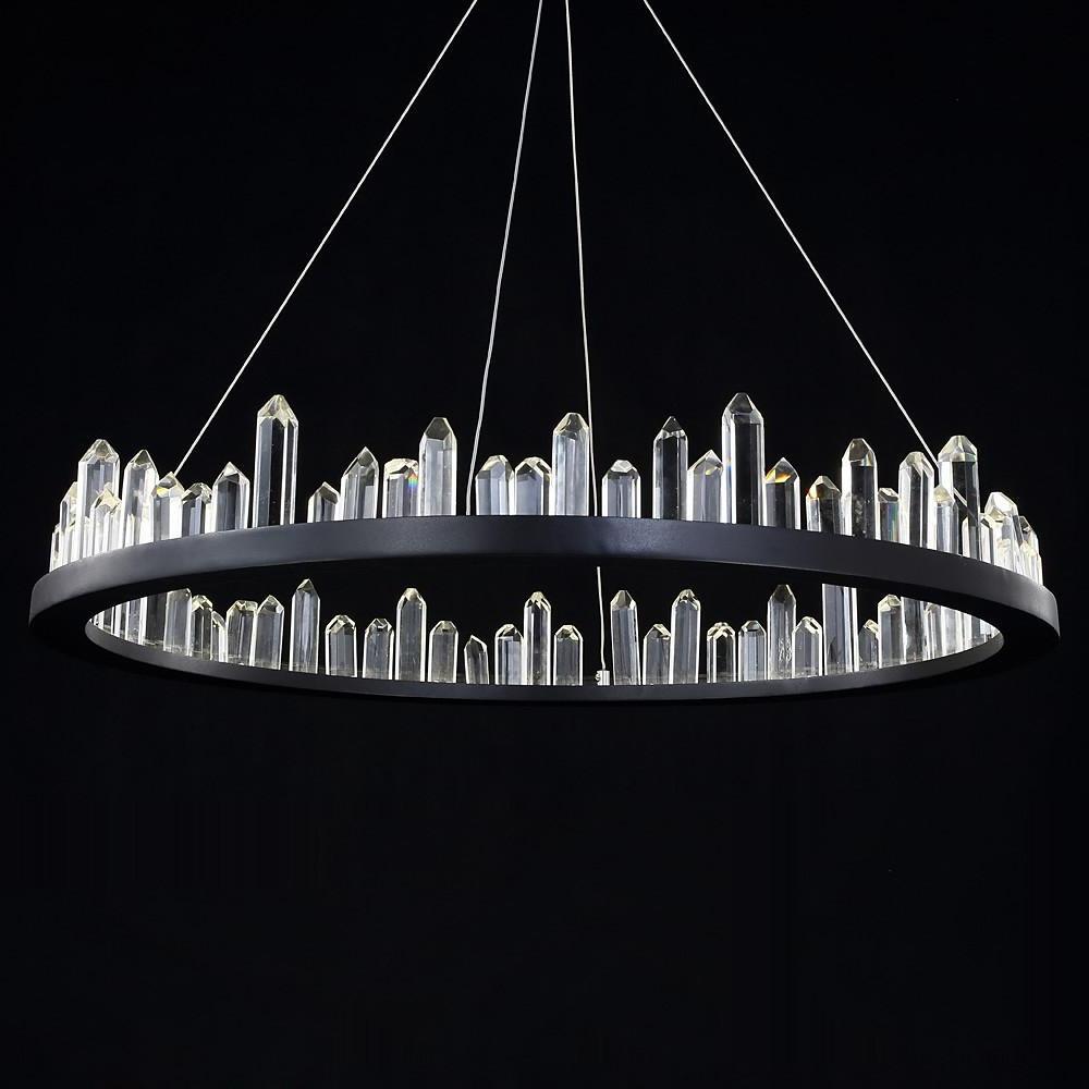 Circular Metal Crystal LED Pendant Chandelier - Adjustable Modern Lighting
