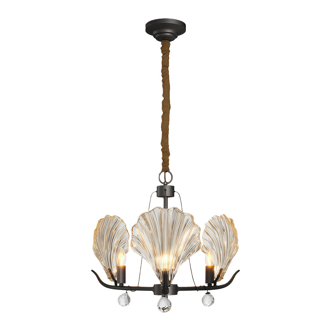 Shell Chandeliers Modern Copper Glass Ceiling Light - Elegant Lighting Fixture for Home Decor, Contemporary Design, Stylish Pendant Lamp, Unique Shell Shape, Warm Glow Illumination
