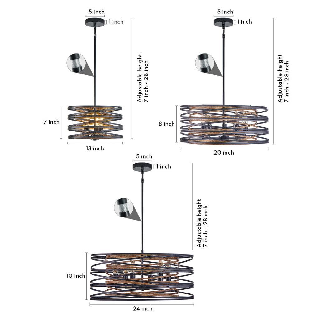 Black Drum Pendant Light - Iron Cage Cylinder Ceiling Fixture