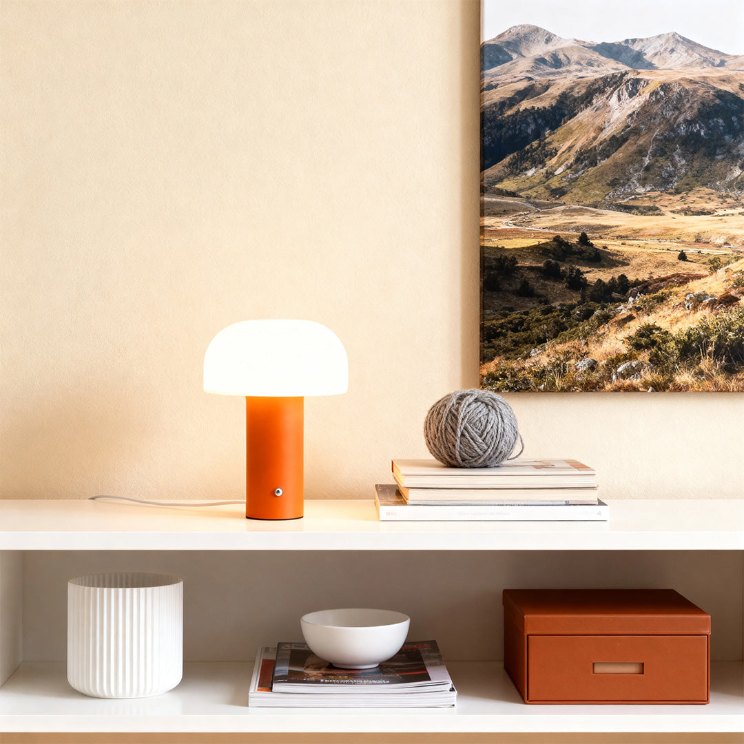 **Mushroom Shade Table Lamp with Iron Base | Modern Novelty Lighting**

Elevate your space with our unique table lamp featuring a chic iron base and a rotomolded mushroom shade. This stylish lamp combines modern design with functionality, perfect for any