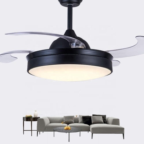 15/19-In Round LED Nordic Retractable Ceiling Fan with Lights