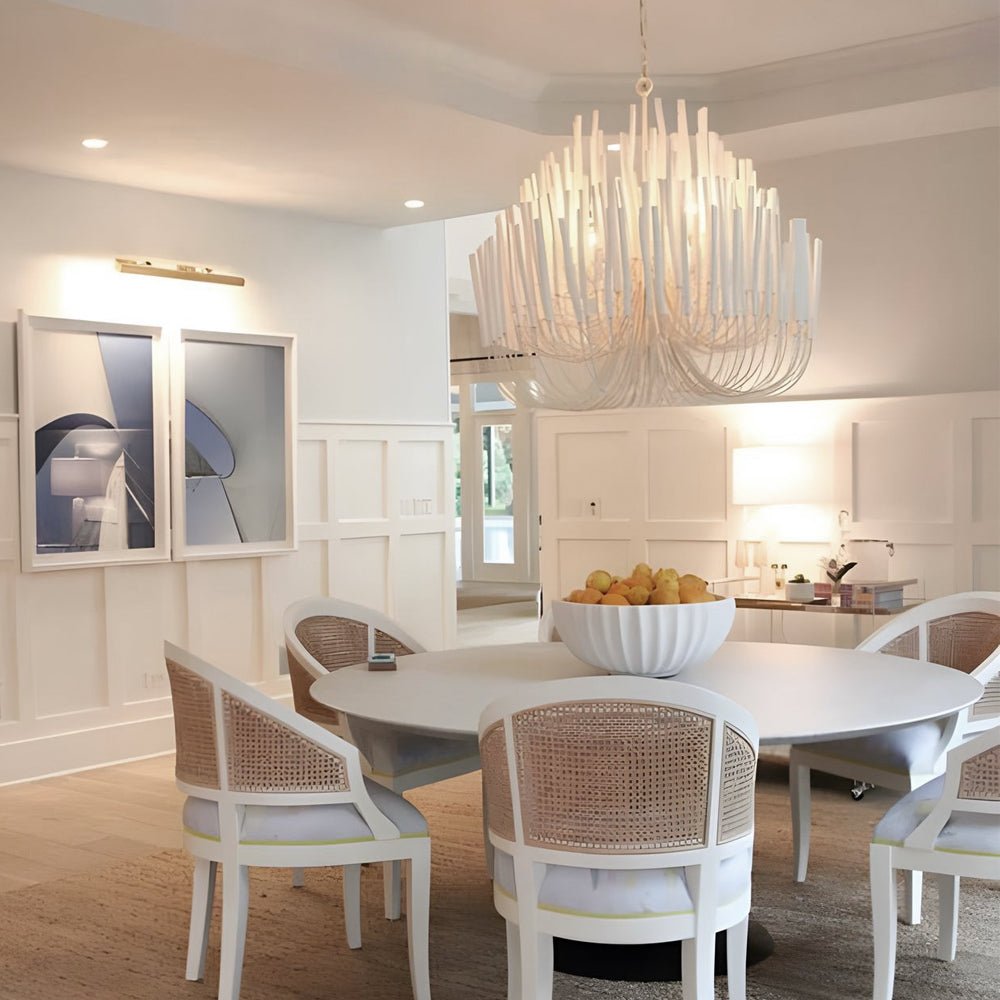 Organic Stick Chandelier - White Painted Wooden Ceiling Light
