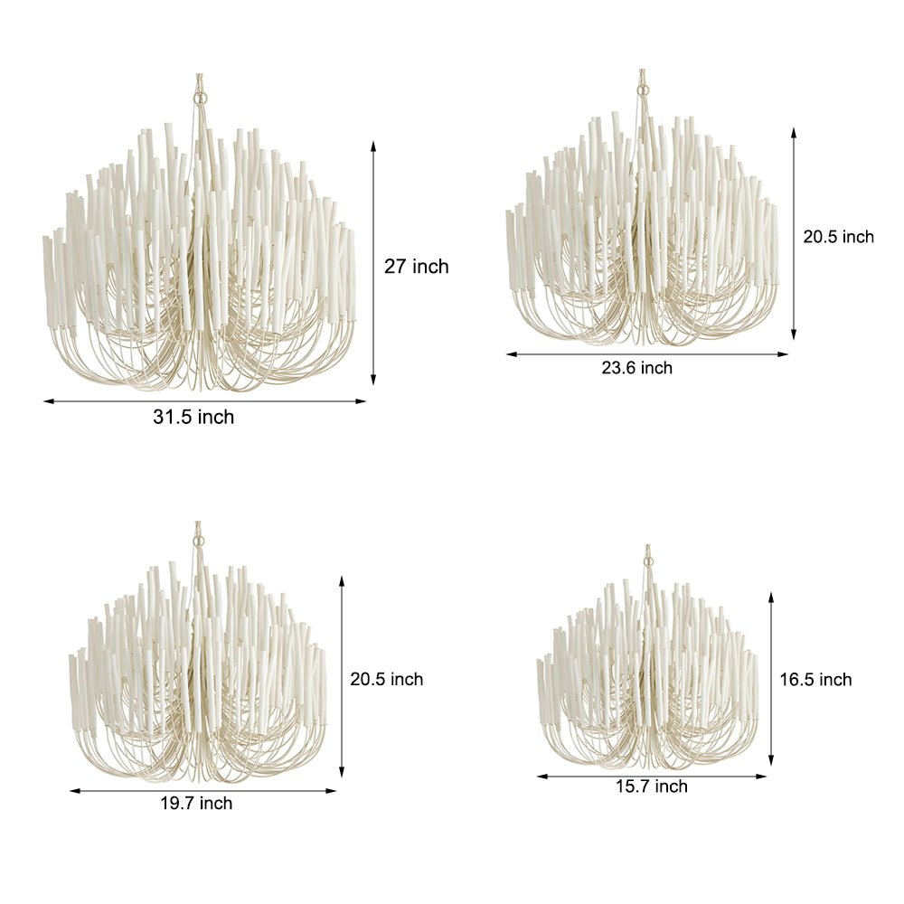 Organic Stick Chandelier - White Painted Wooden Ceiling Light