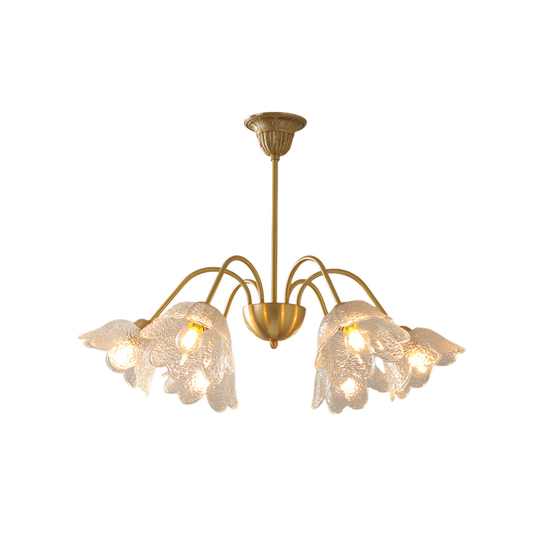 French Style Glass Shades Flower Chandelier Clear Ceiling Light