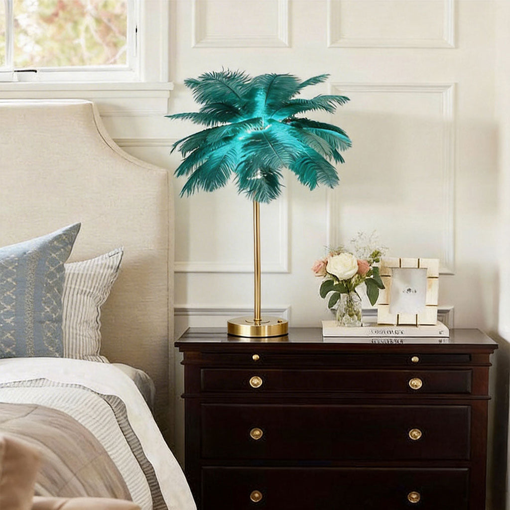 Ostrich Feather Nordic Table Lamp - Elegant Night Light for Home Decor