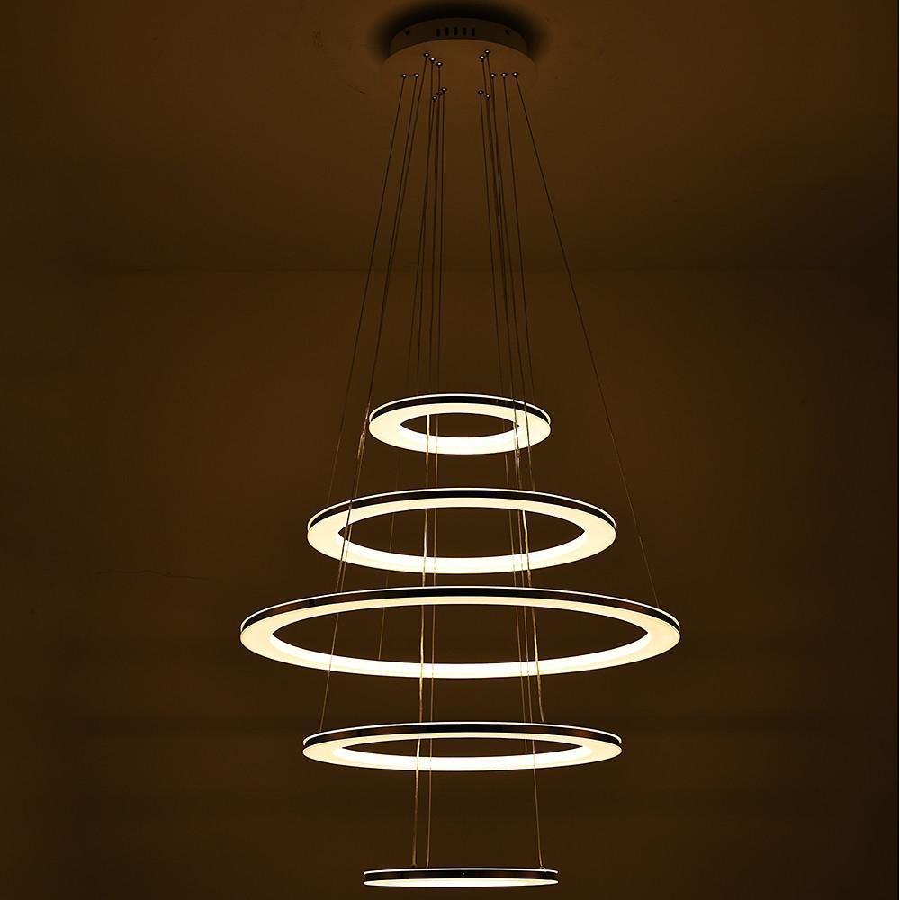 Adjustable Mid-Century Chandelier - 5 Tier LED Lights Contemporary Design
