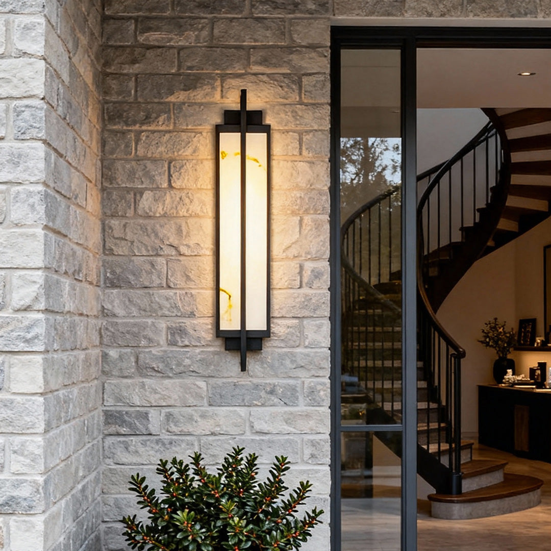 Outdoor Alabaster Wall Sconces - Modern Black Linear Light Fixtures