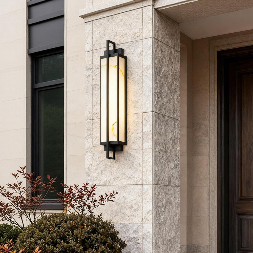 Outdoor Alabaster Wall Sconces Modern Black Linear Light Fixture