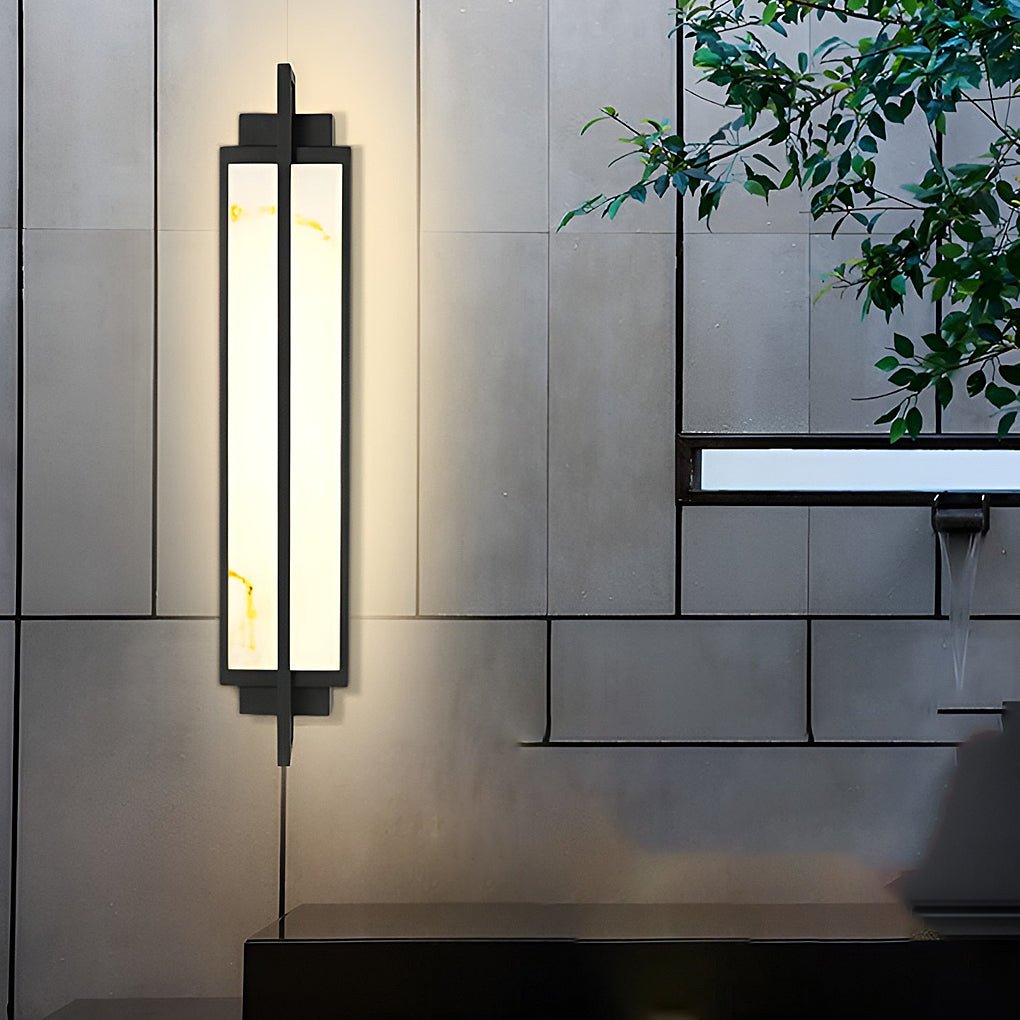 Outdoor Alabaster Wall Sconces Modern Black Linear Light Fixture