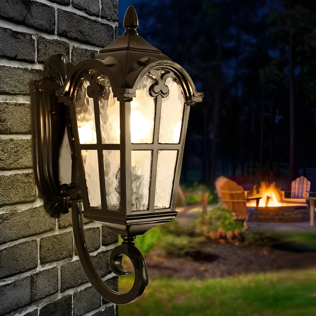 Outdoor Black European-Style Waterproof Lantern Sconce
