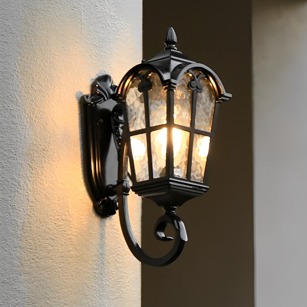 Outdoor Black European-Style Waterproof Lantern Sconce