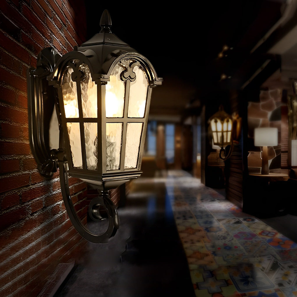 Outdoor Black European-Style Waterproof Lantern Sconce