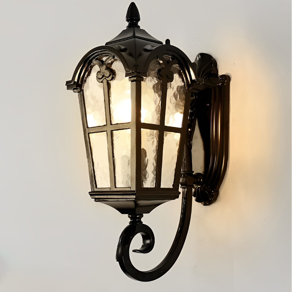 Outdoor Black European-Style Waterproof Lantern Sconce