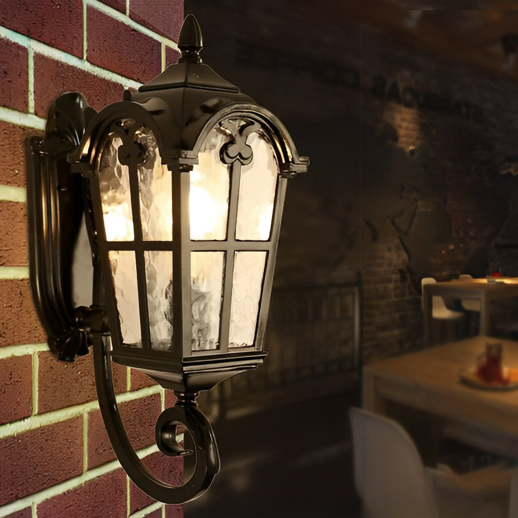 Outdoor Black European-Style Waterproof Lantern Sconce