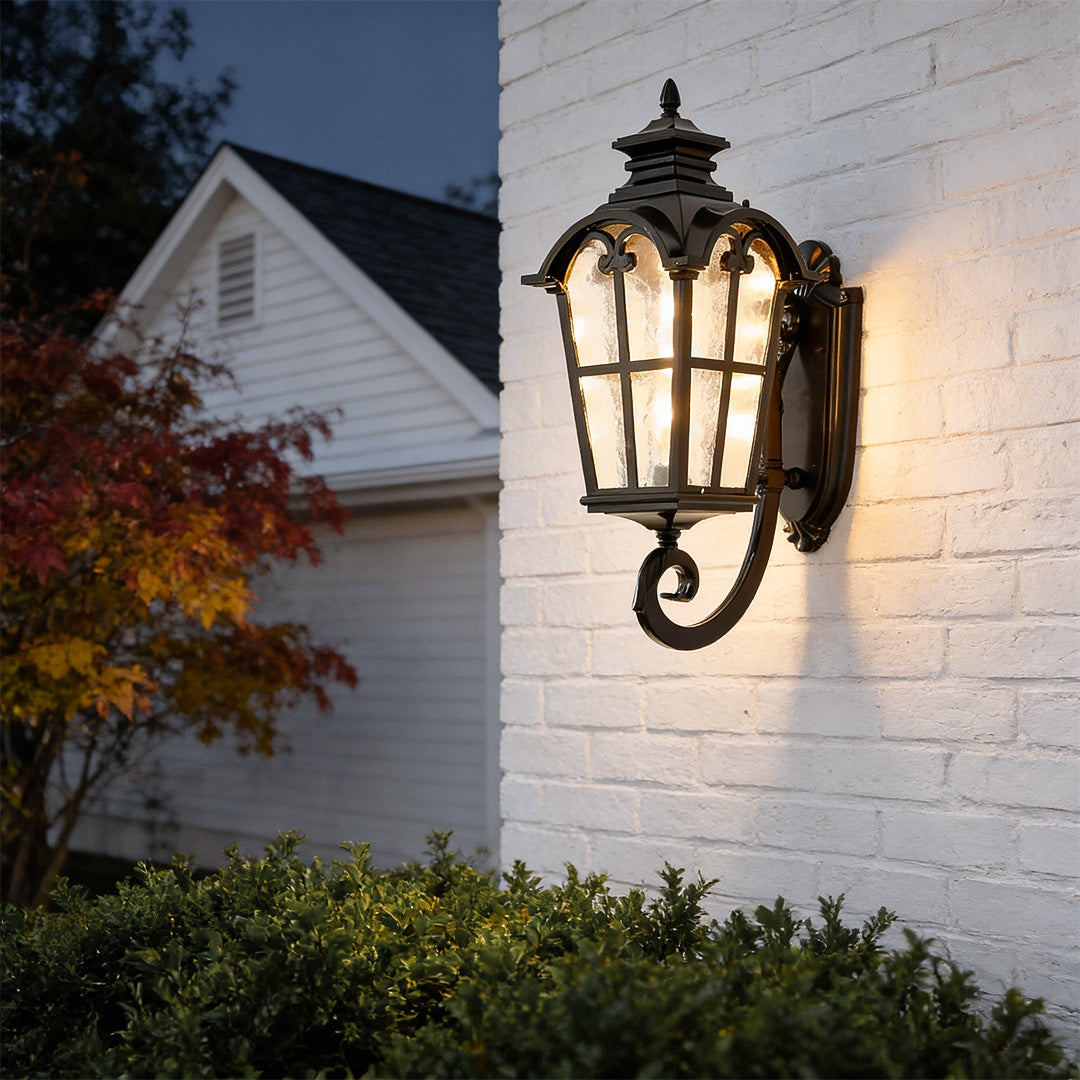 Outdoor Black European-Style Waterproof Lantern Sconce