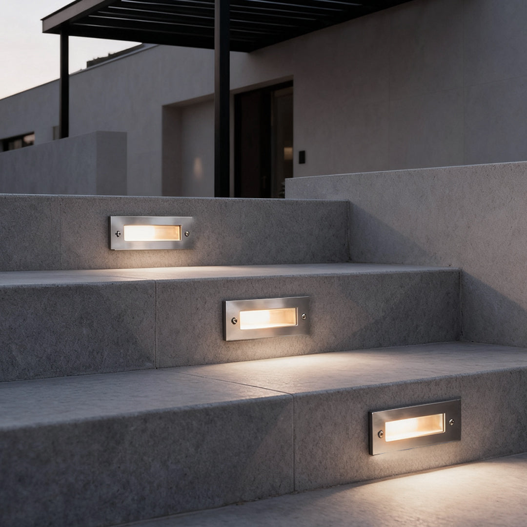 Outdoor LED Brick Stair Wall Lights - Embedded Ladder Lighting