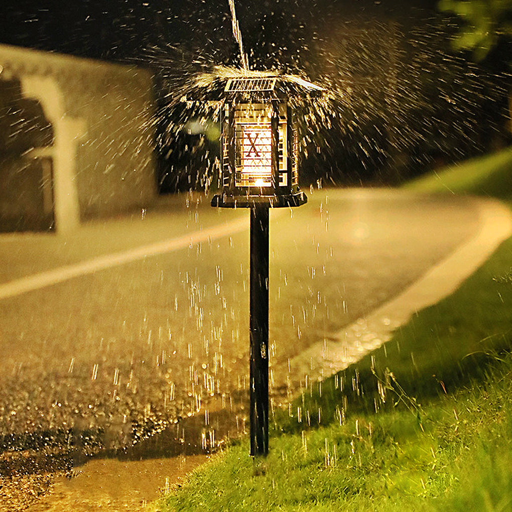 Outdoor Solar Bug Repellent Light - Waterproof Metal Insect Zapper Lantern