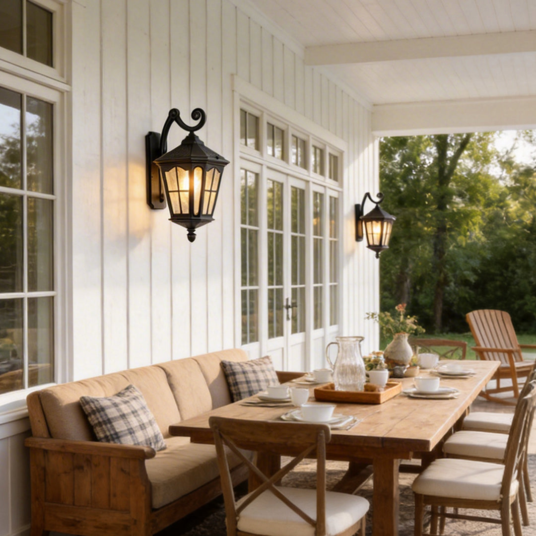 Vintage LED Solar Lantern for Outdoor Front Porch Lighting - Aluminum Design