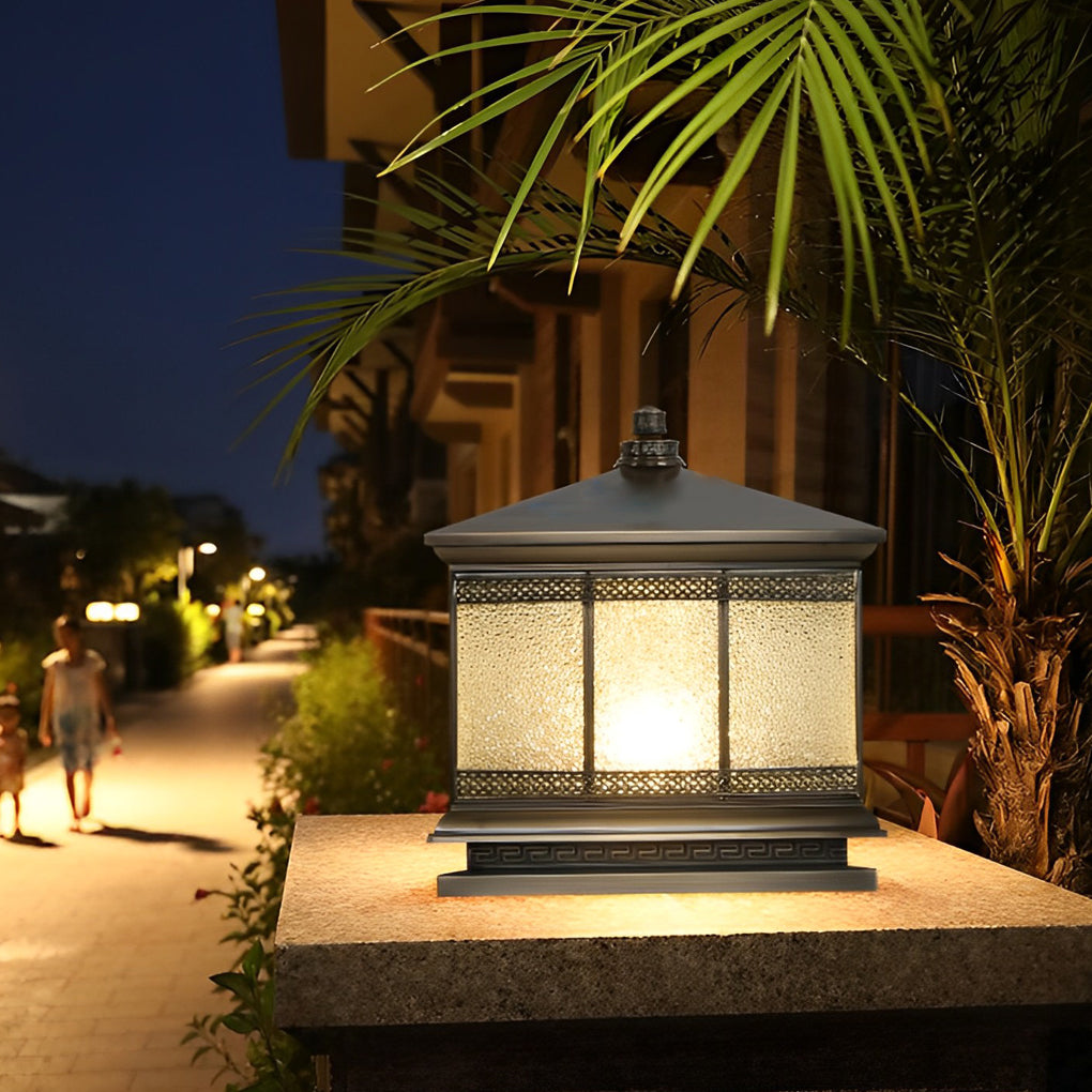 Retro Copper Solar Fence Lamp - Waterproof Outdoor Gate Pillar Lights