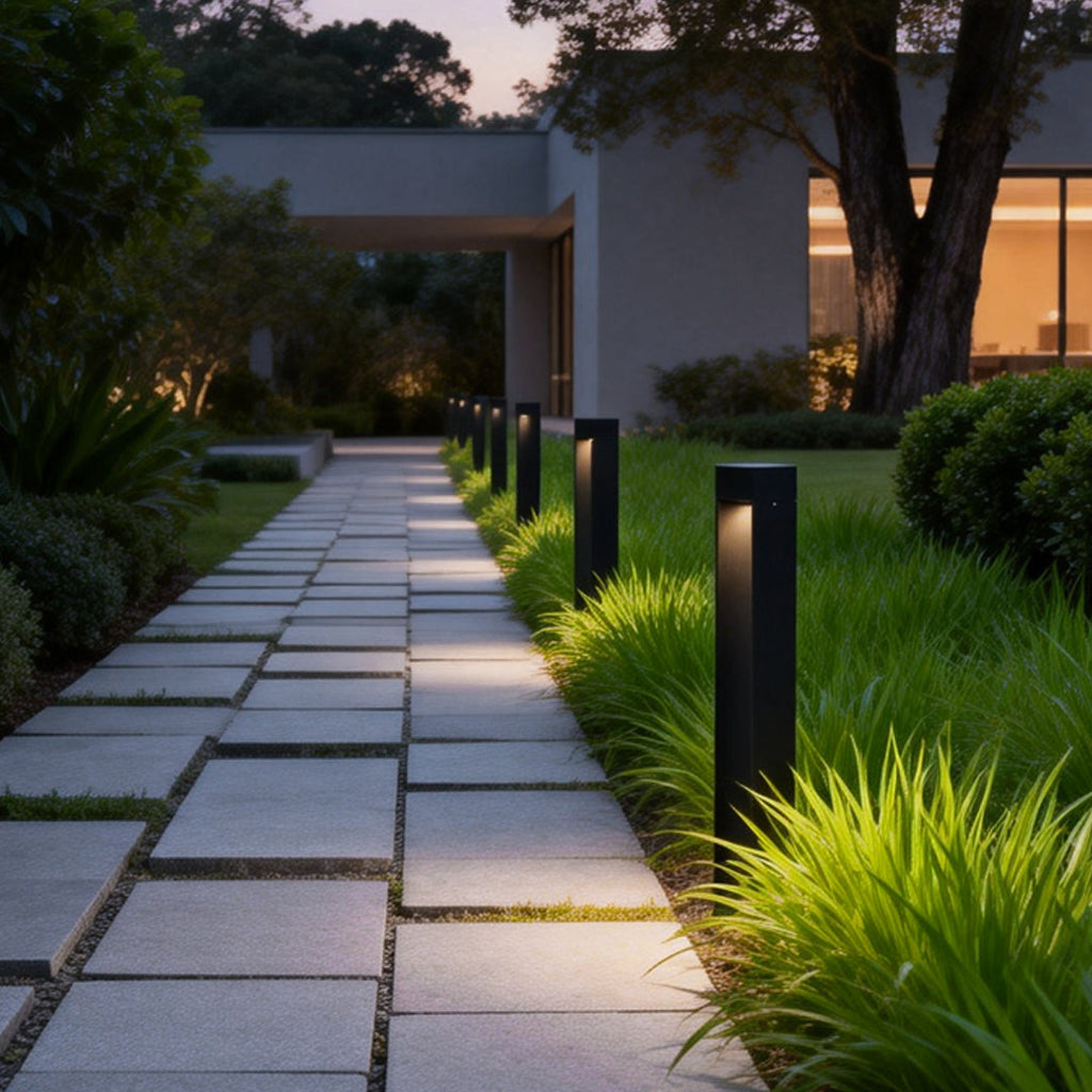 Modern Black Bollard LED Lights - Outdoor Lawn Lighting Solutions