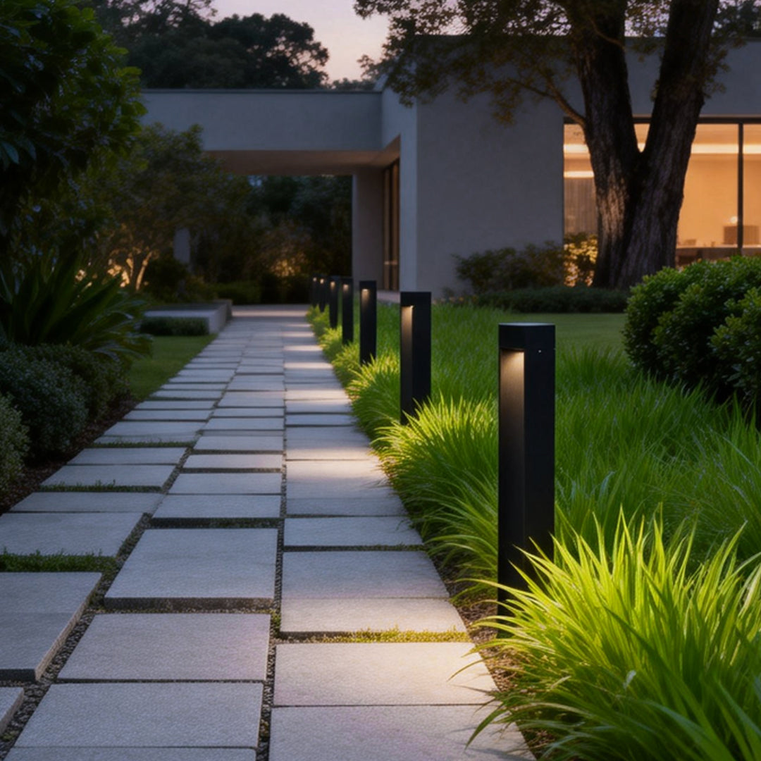 Modern Black Bollard LED Lights - Outdoor Lawn Lighting Solutions