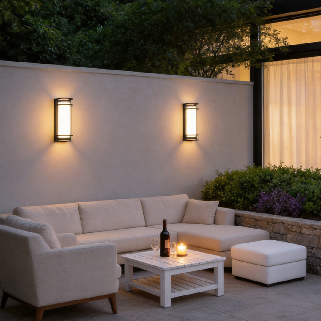 Outdoor LED Wall Mount Light - Dual-Layer Shade Fixture