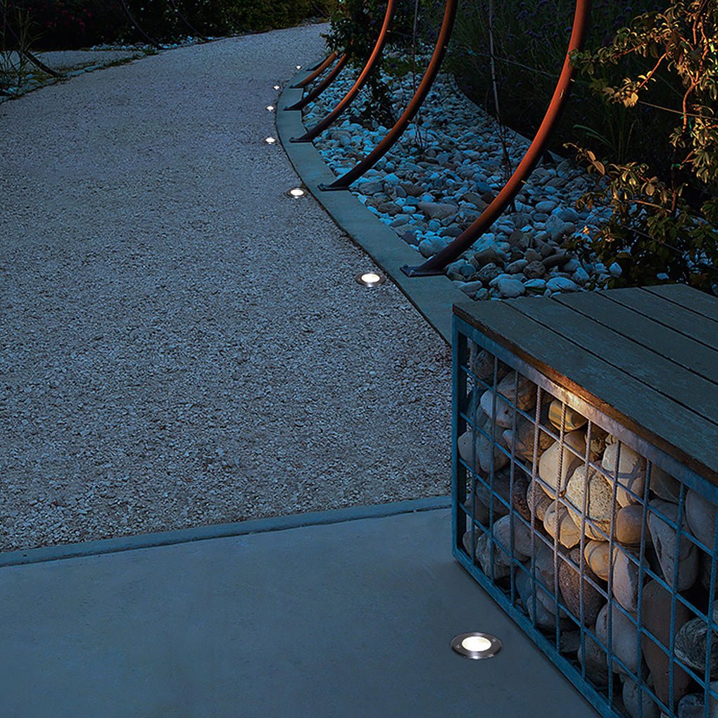Poolside Waterproof LED Step Lights - Chrome Inset Lighting for Garden & Lawn