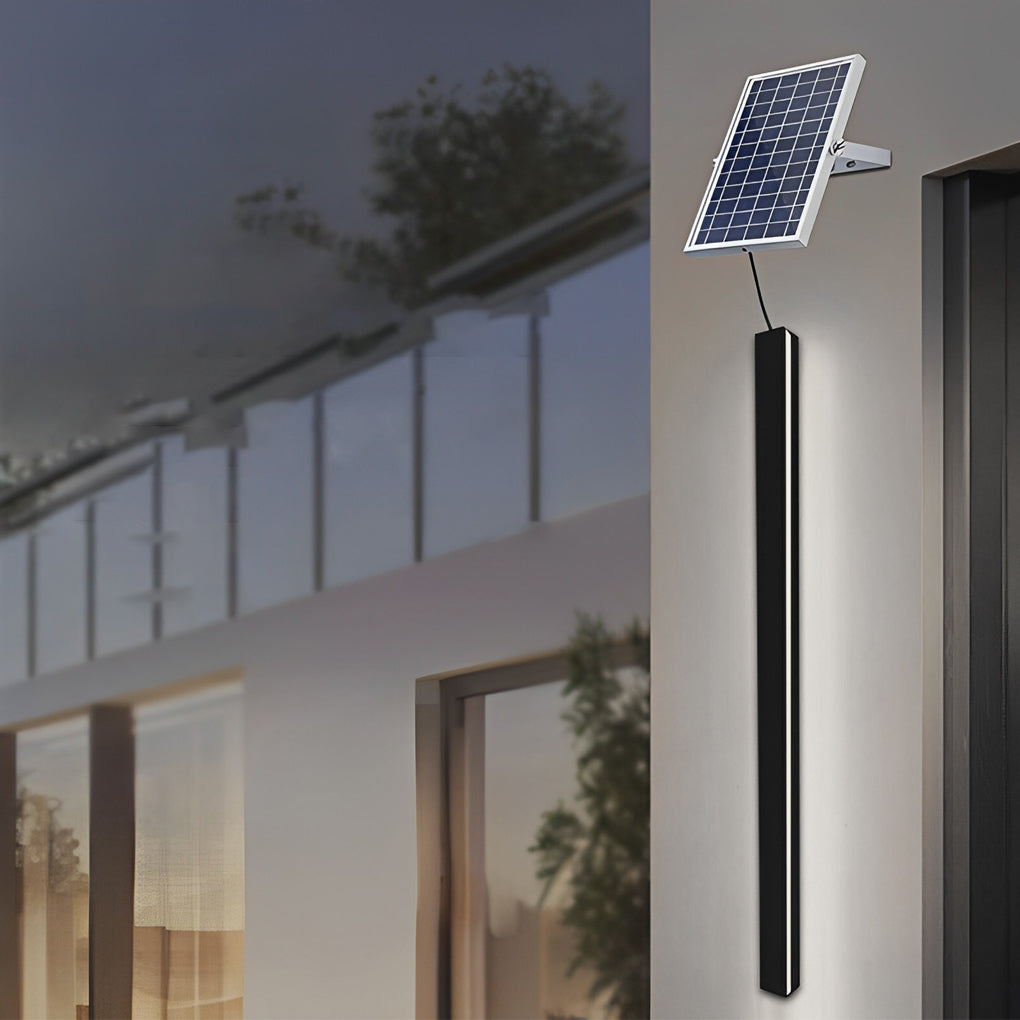 Outdoor Waterproof Black Solar Wall Light - Modern Design