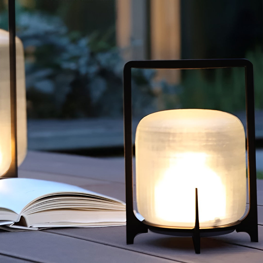 Outdoor Modern Handle Lantern - Waterproof LED Light for Patio & Garden