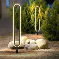 Sleek Black Oval Ring LED Solar Lights - Modern Outdoor Minimalist Design