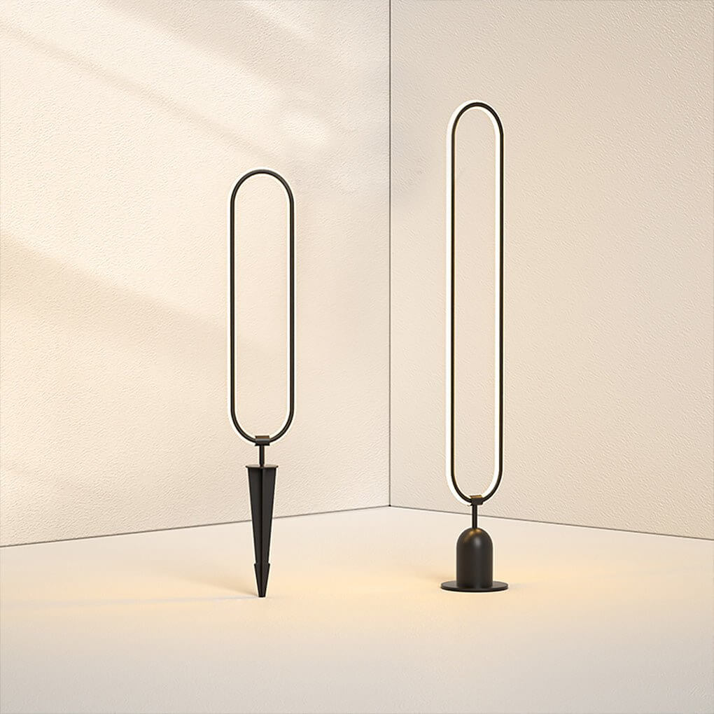 Sleek Black Oval Ring LED Solar Lights - Modern Outdoor Minimalist Design