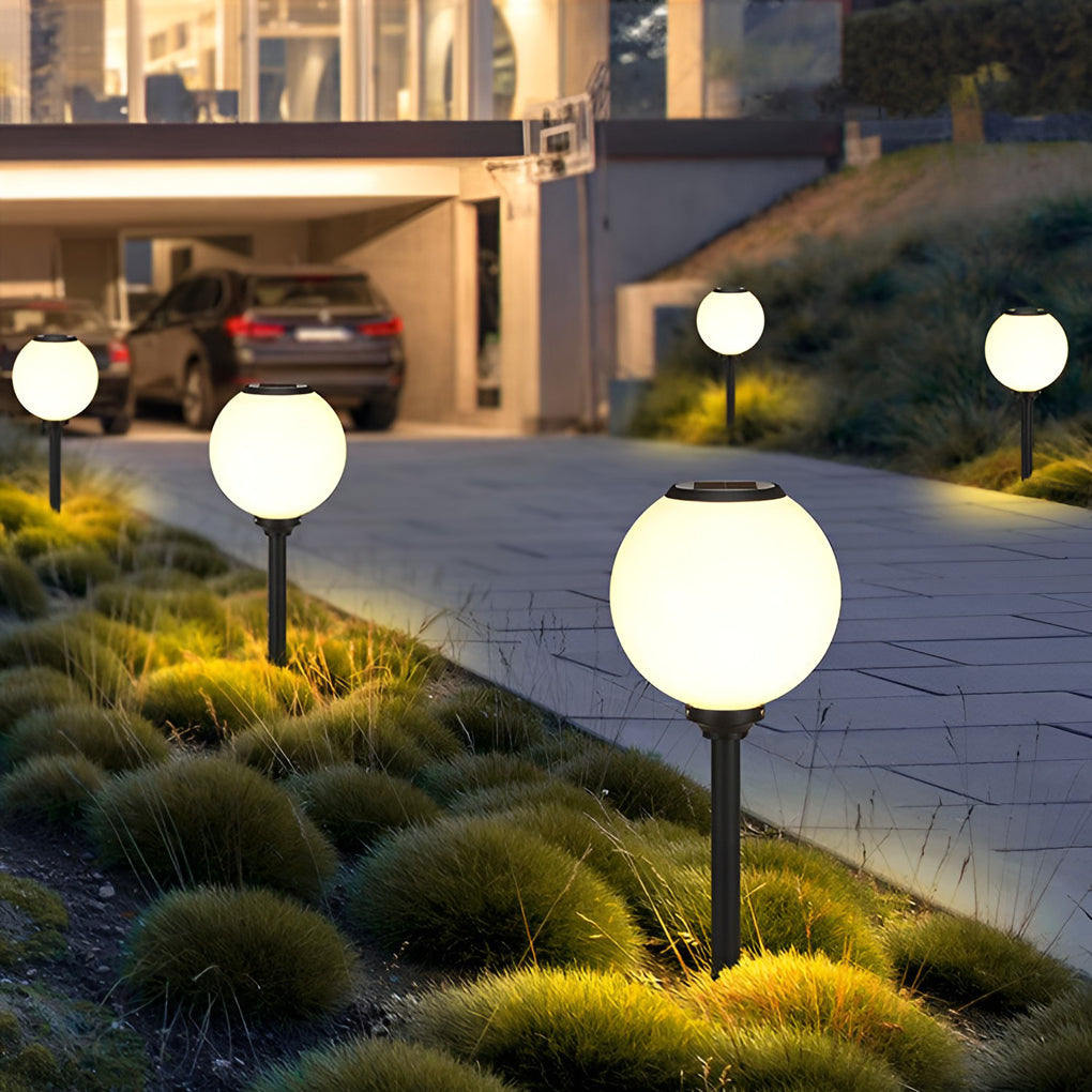 Glass Outdoor Path Light - Globe Ball-Shaped LED Solar Light