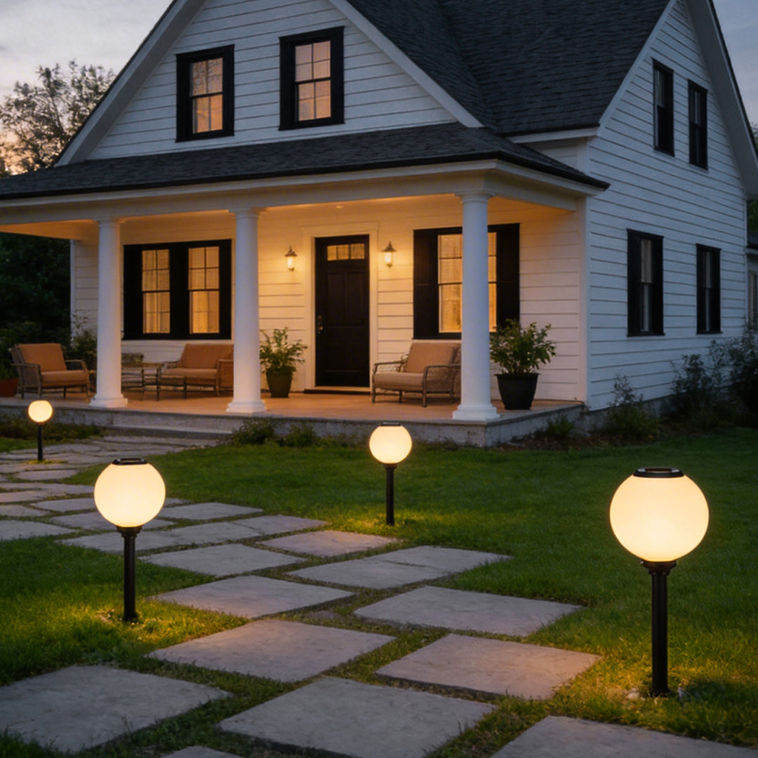 Glass Outdoor Path Light - Globe Ball-Shaped LED Solar Light