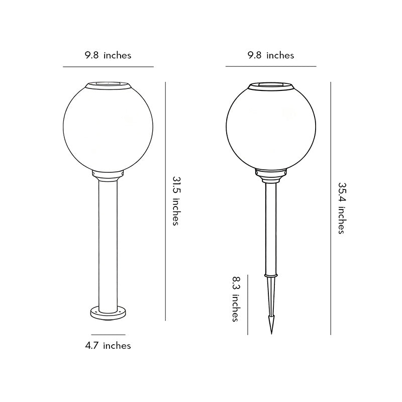 Glass Outdoor Path Light - Globe Ball-Shaped LED Solar Light