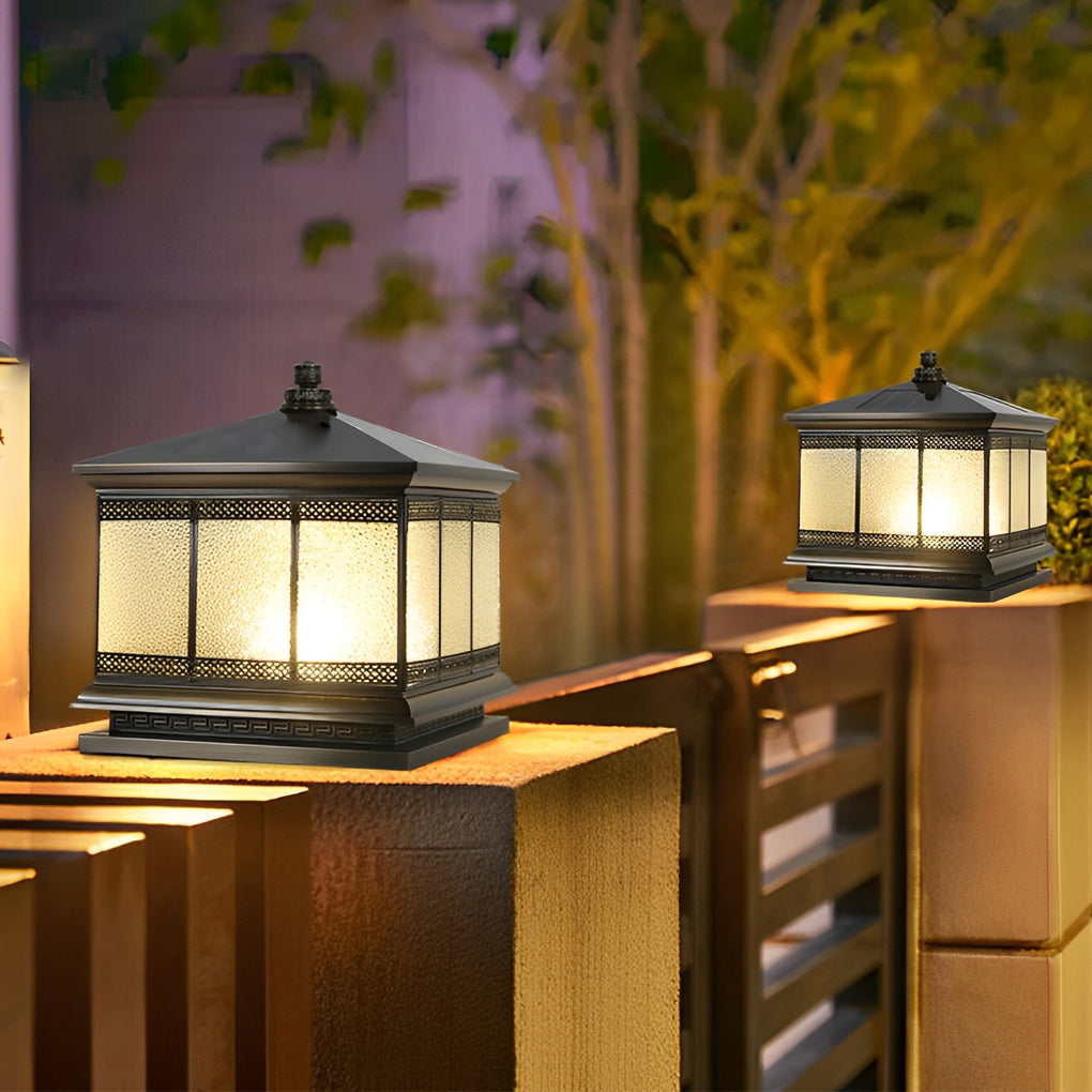 Retro Copper Solar Fence Lamp - Waterproof Outdoor Gate Pillar Lights