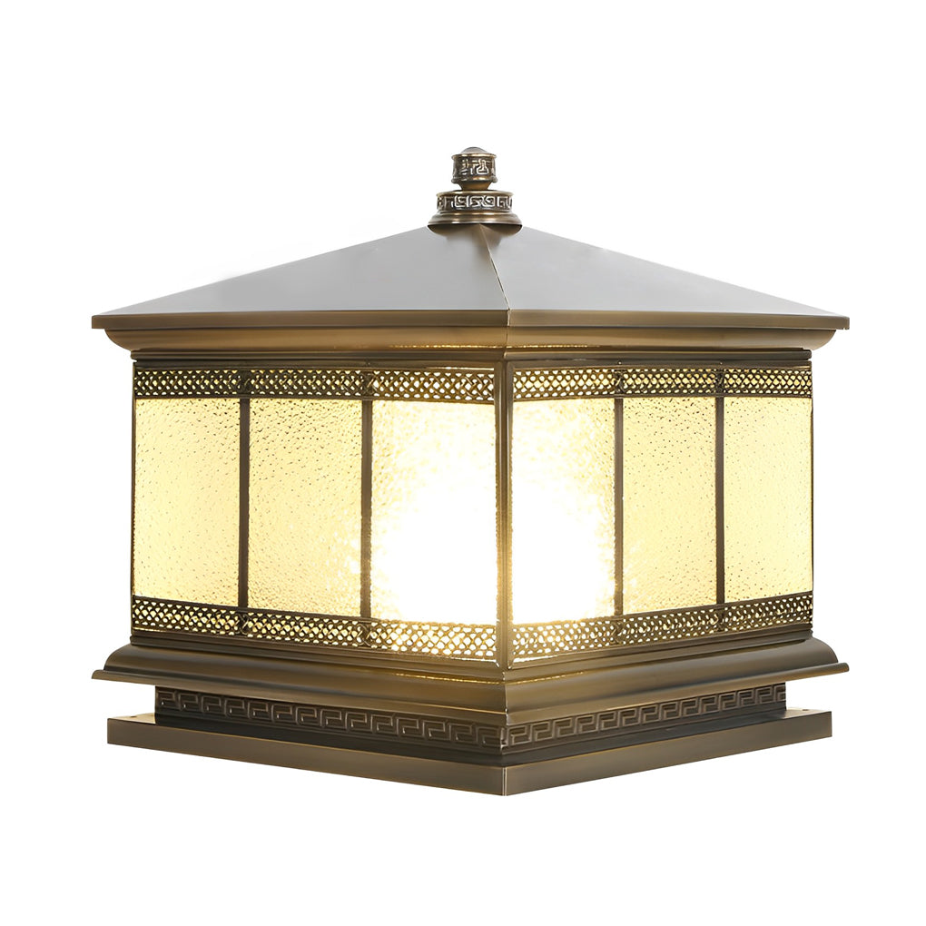 Retro Copper Solar Fence Lamp - Waterproof Outdoor Gate Pillar Lights