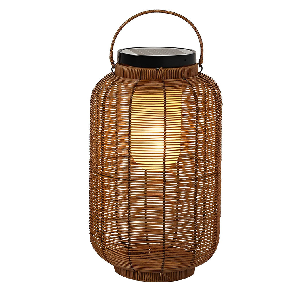 Outdoor Rattan Lantern Portable LED Solar Light Waterproof