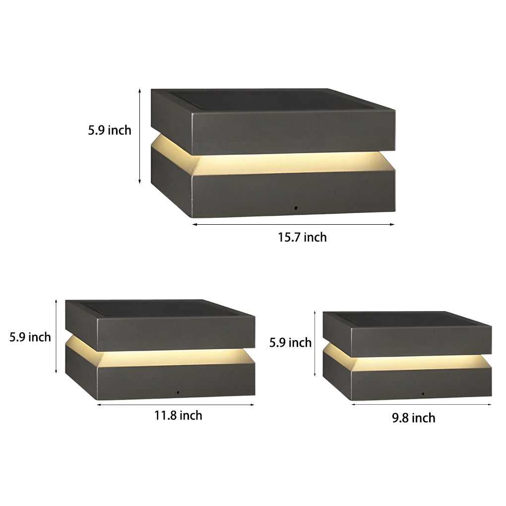 Modern Outdoor Solar Deck Lights Waterproof Black Square Design