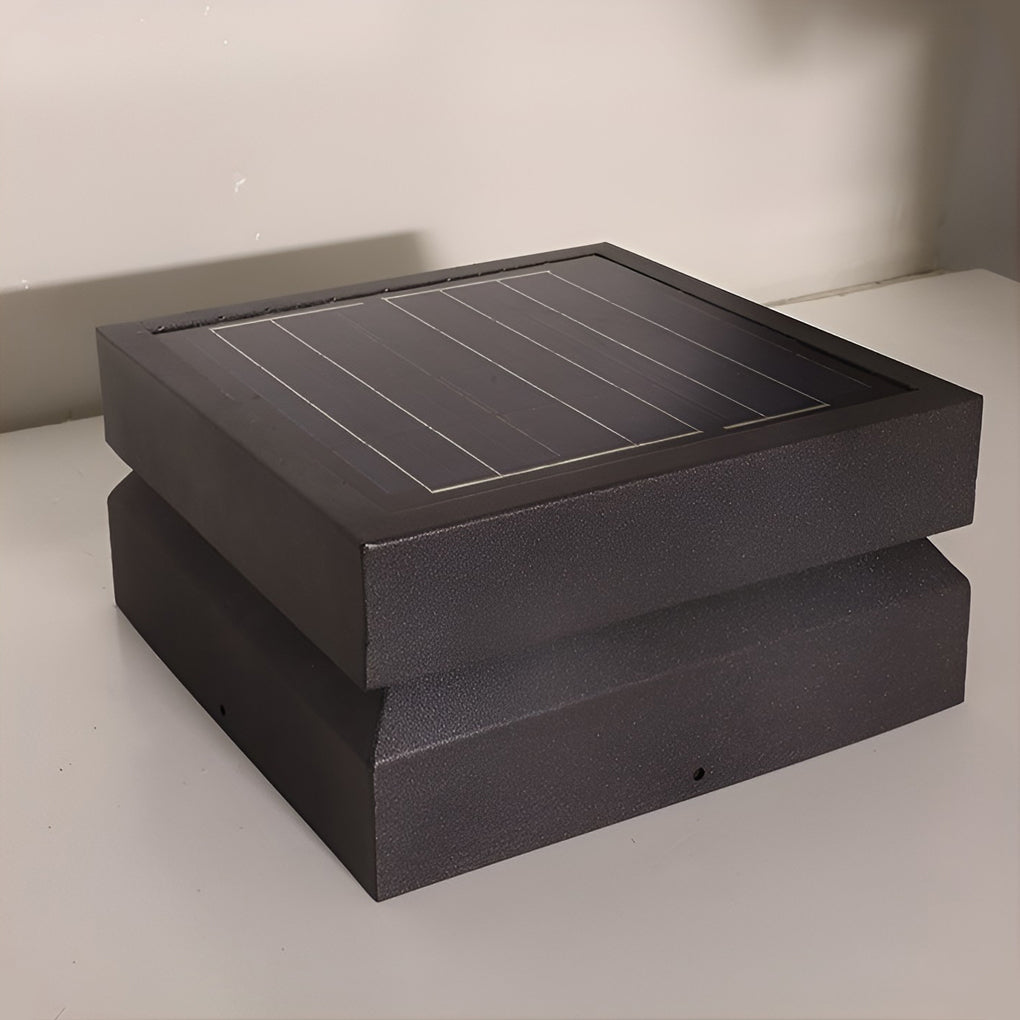 Modern Outdoor Solar Deck Lights Waterproof Black Square Design