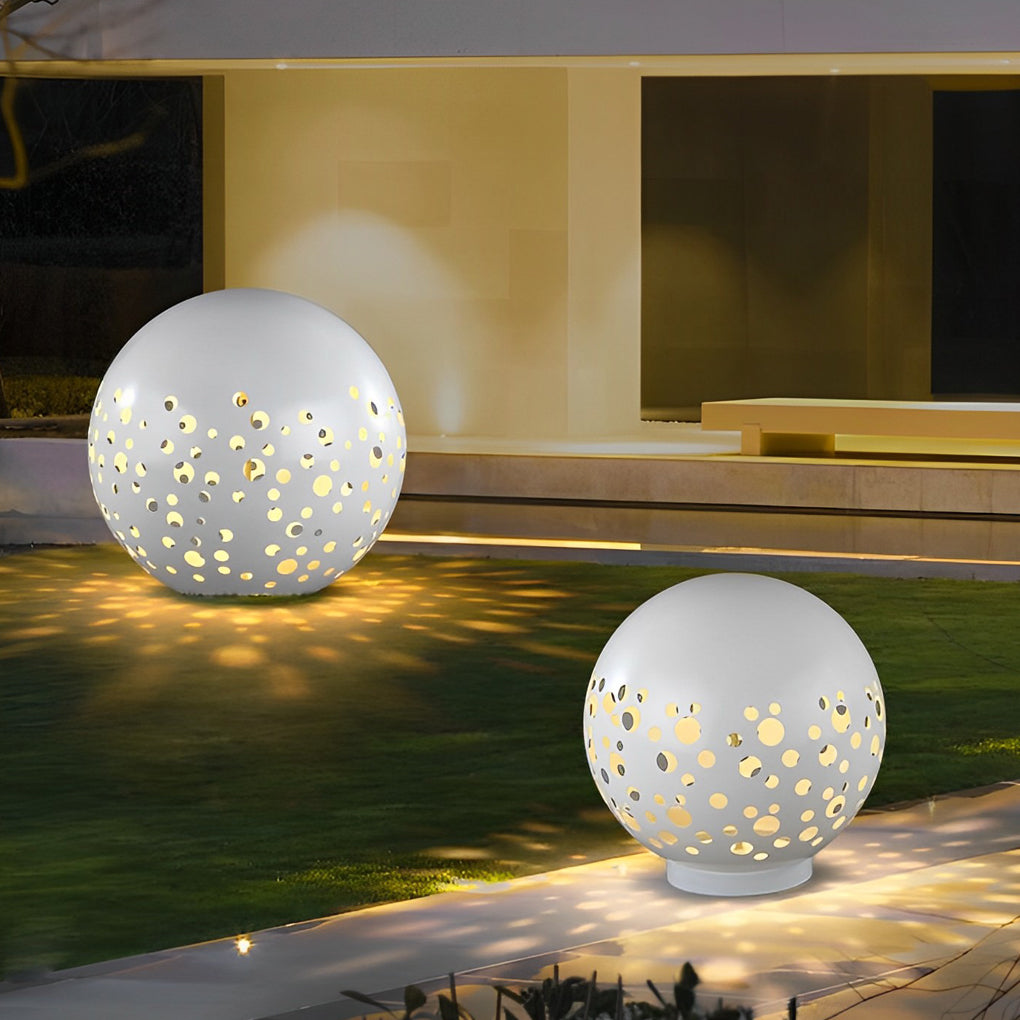 Outdoor Waterproof Sphere Light - Modern Hollow Metal Garden Fixture